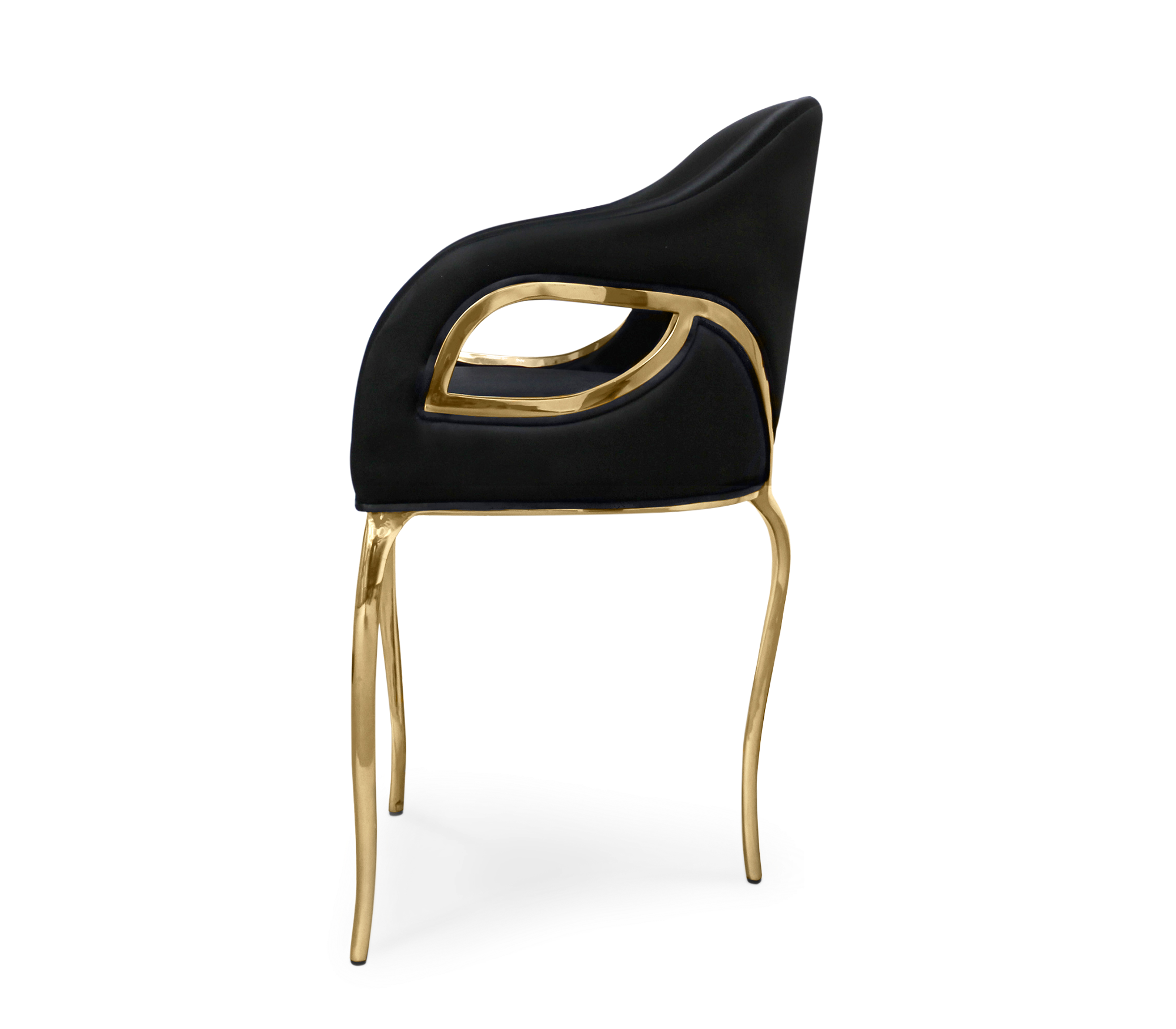 Chandra Cutout Polished Brass Velvet Dining Chair