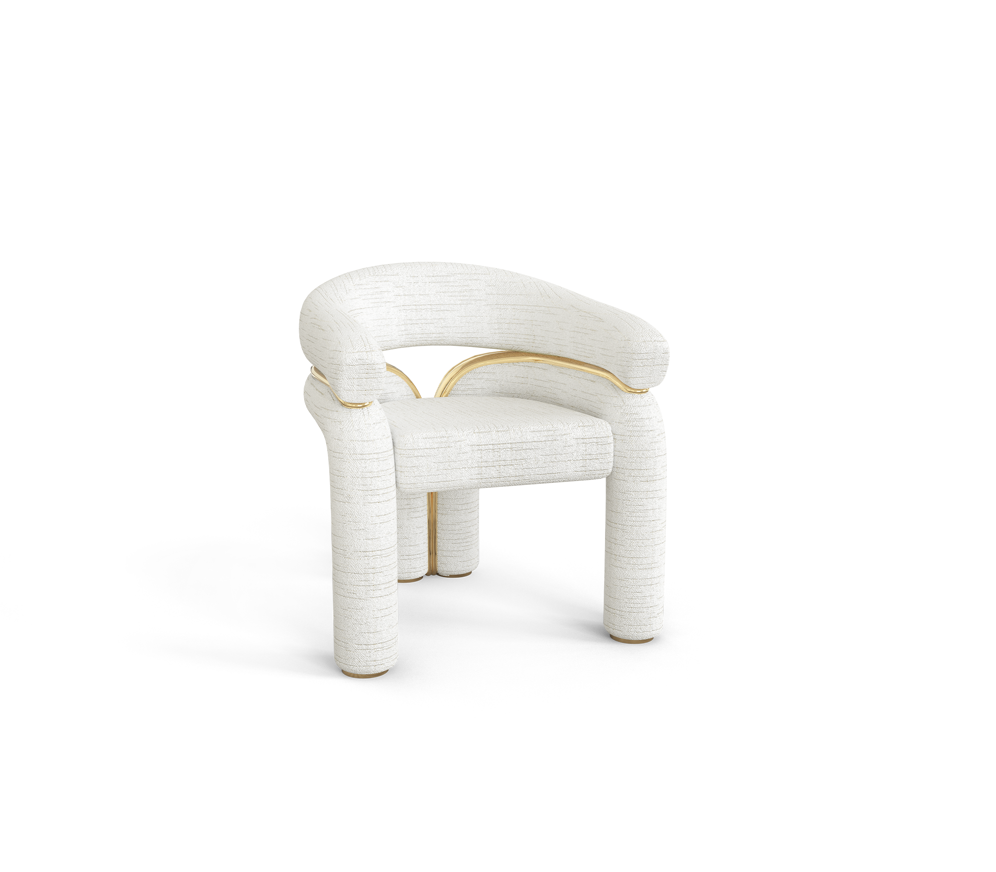 Elara Curved Sculptural Polished Brass Luxury Dining Chair