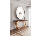 Infinity Consoles Curved Copper Leaf Entryways Cabinet Table
