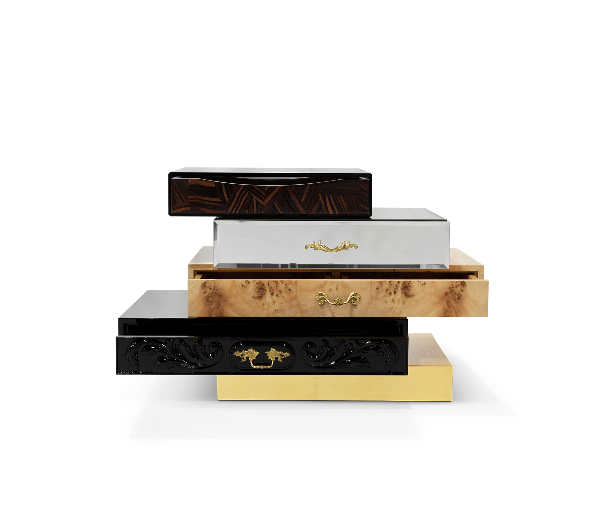 Frank Surreal Multi-Veneer Layered Luxury Nightstand