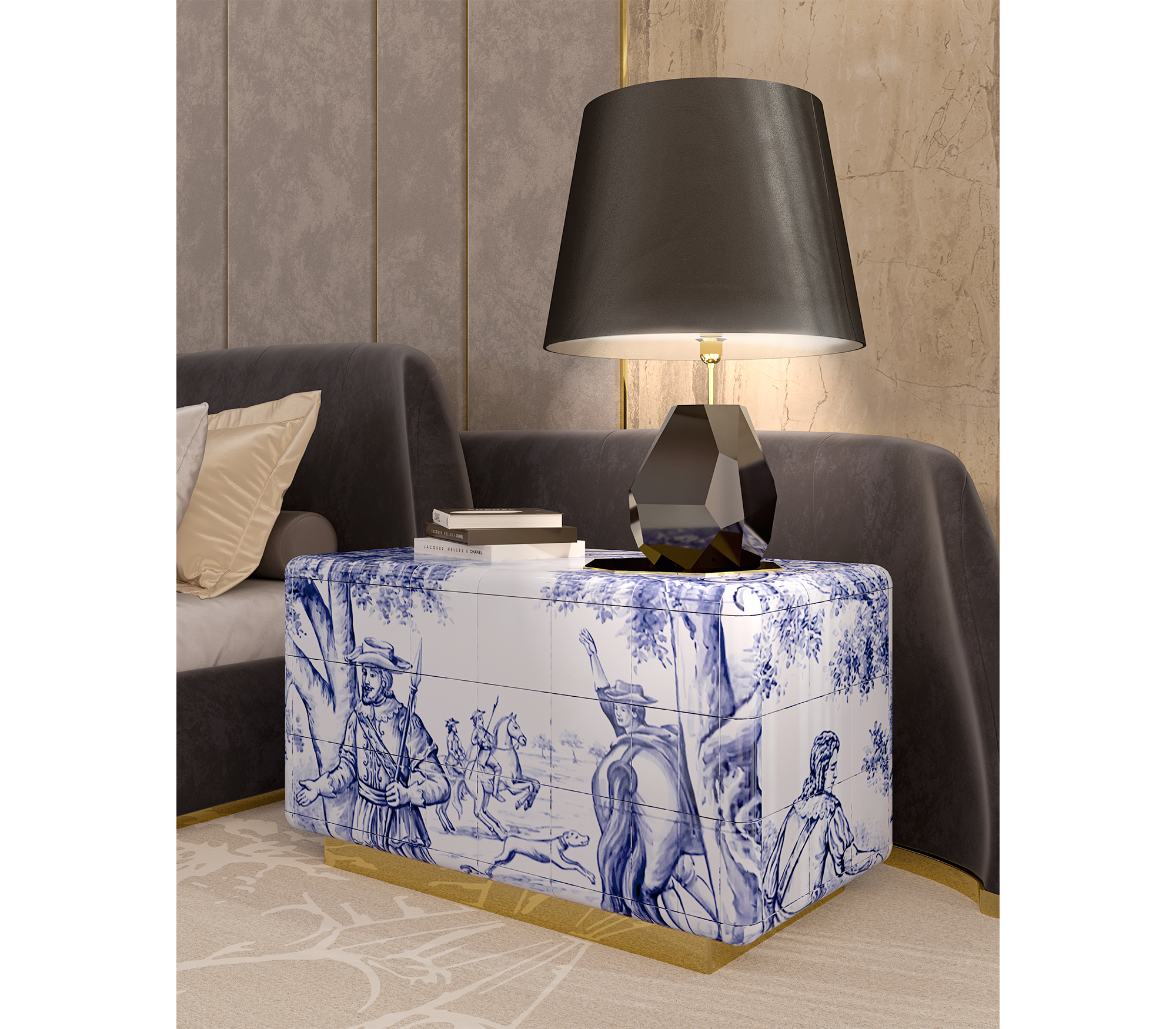Heritage Azulejo Hand-Painted Ceramic Luxury Nightstand