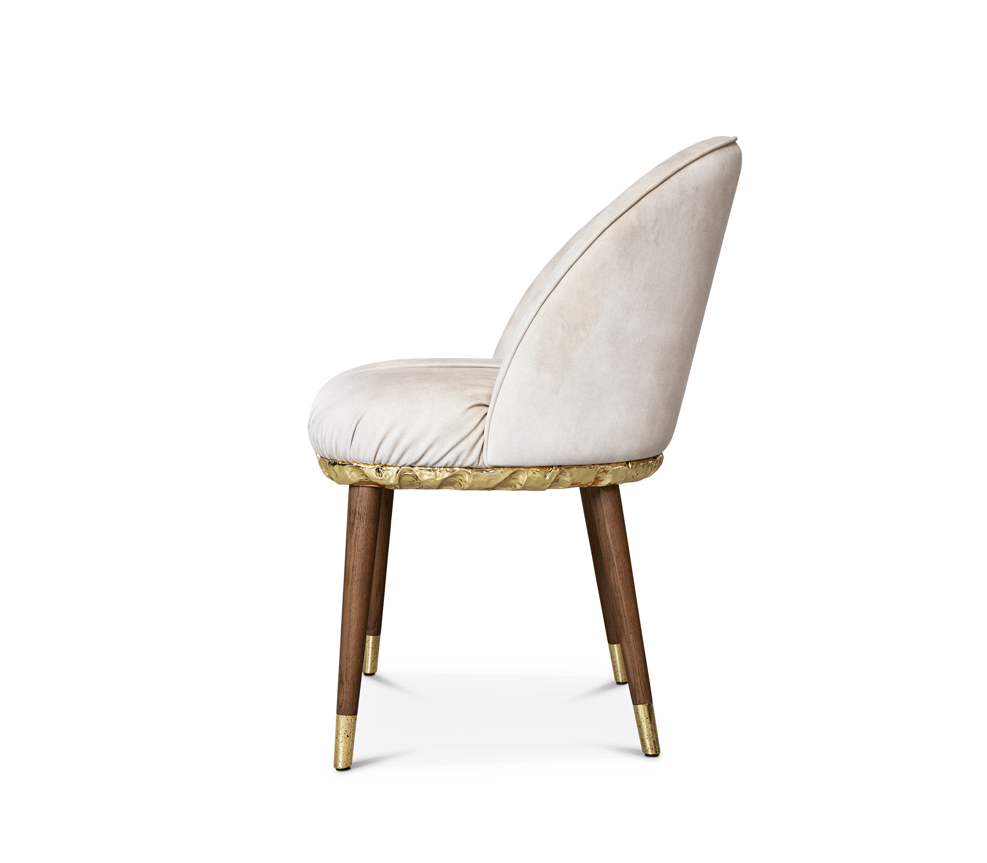 Imperfectio Hammered Brass Textured Velvet Dining Chair