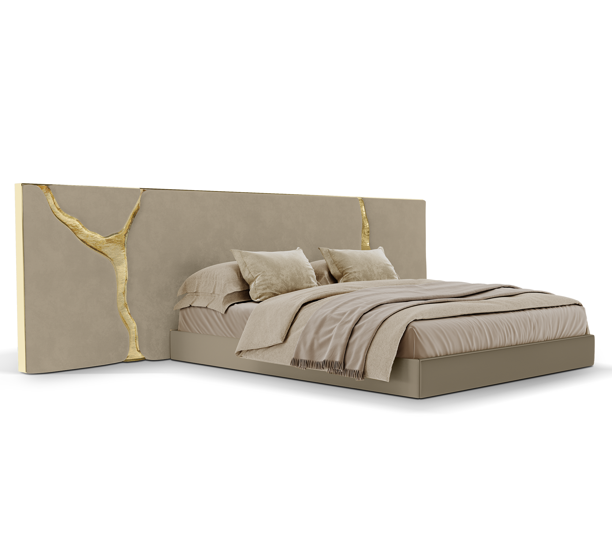 Lapiaz Kintsugi Velvet Polished Gold Luxury Headboard