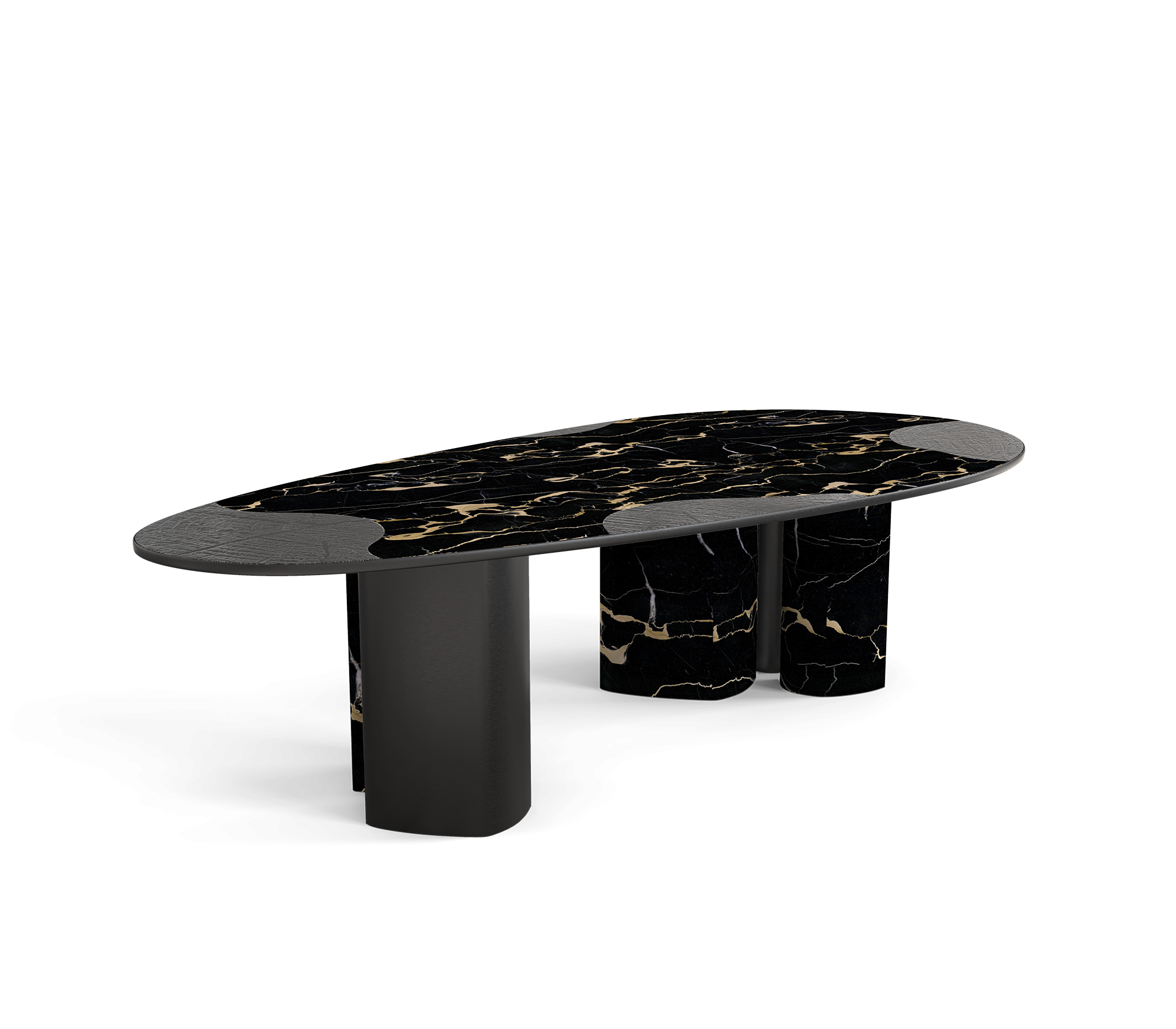 Ophelia Oval Carrara Marble & Gold Dining Table