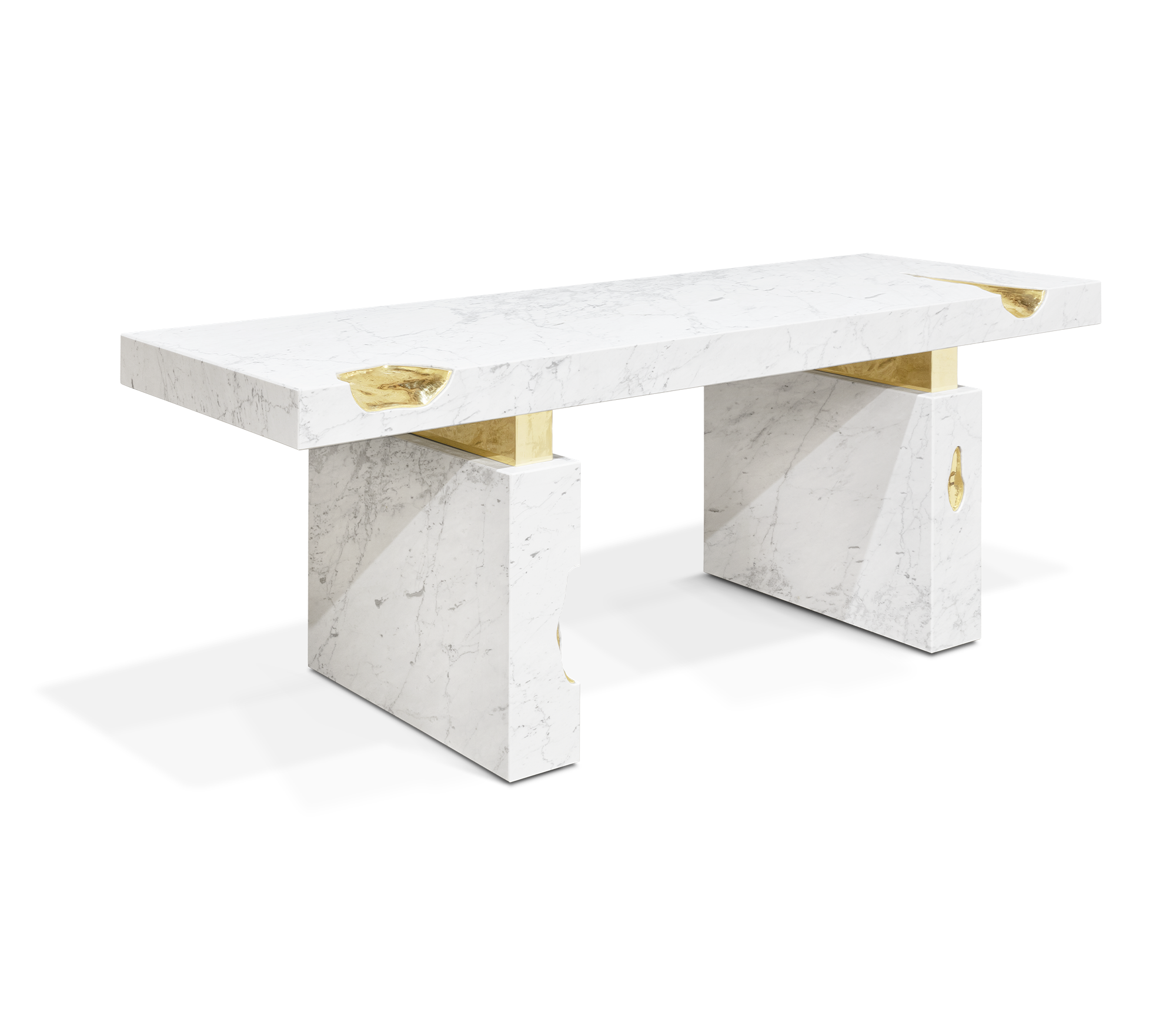 Empire Cracked Brass Inlay Marble Luxury Desk