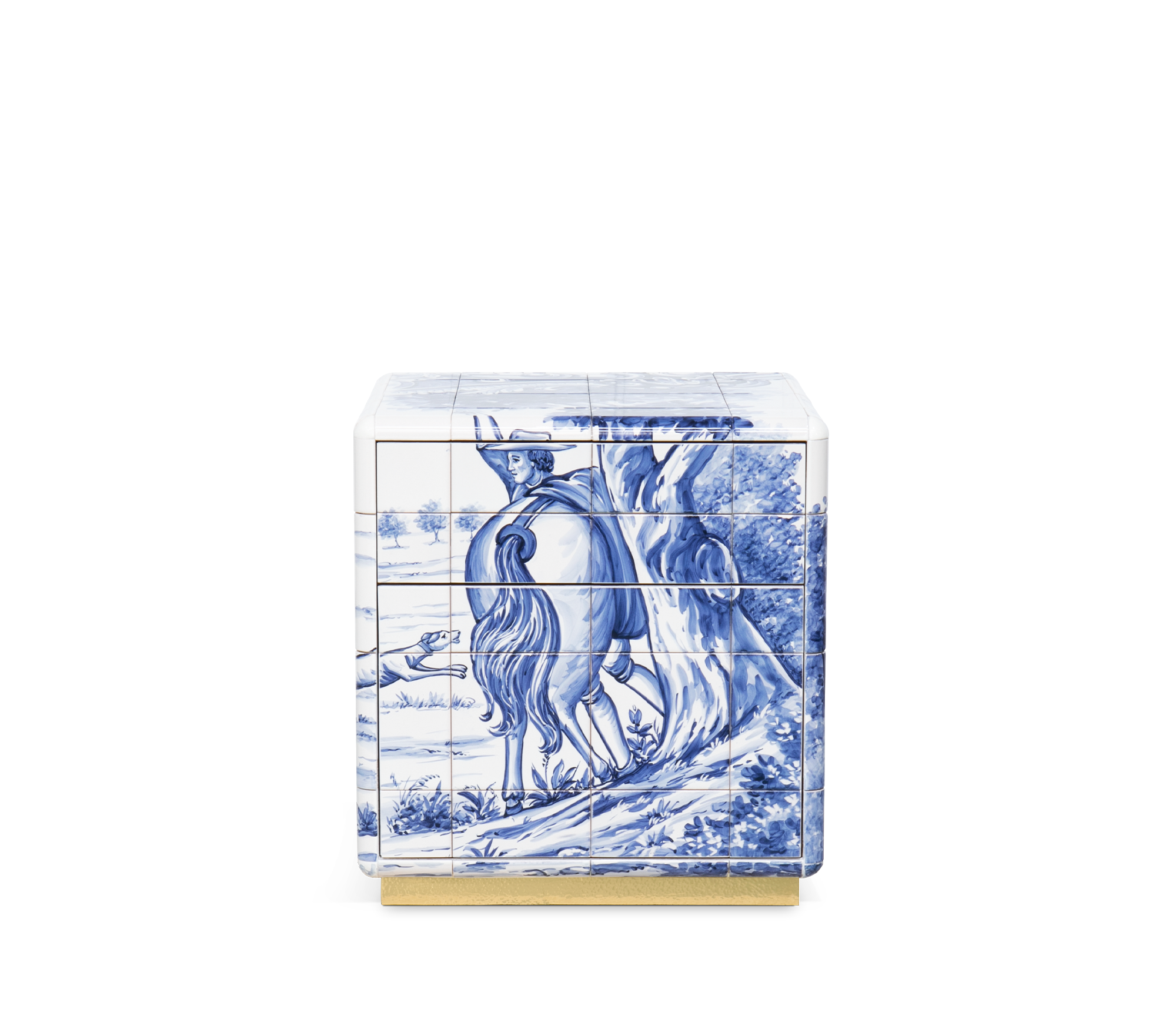 Heritage Azulejo Hand-Painted Ceramic Small Luxury Nightstand