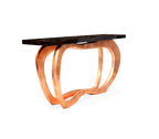 Infinity Consoles Curved Copper Leaf Entryways Cabinet Table
