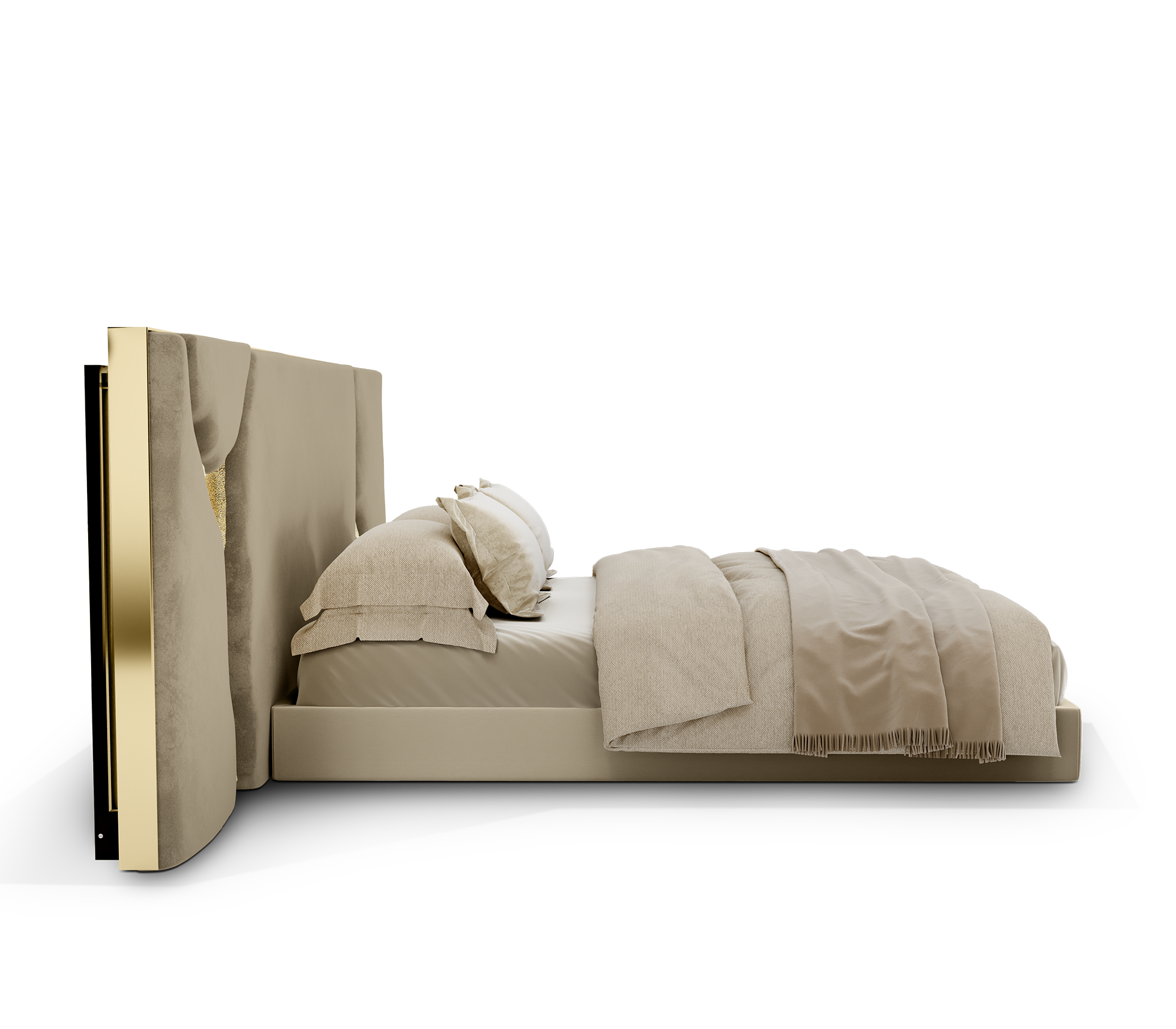 Lapiaz Kintsugi Velvet Polished Gold Luxury Headboard
