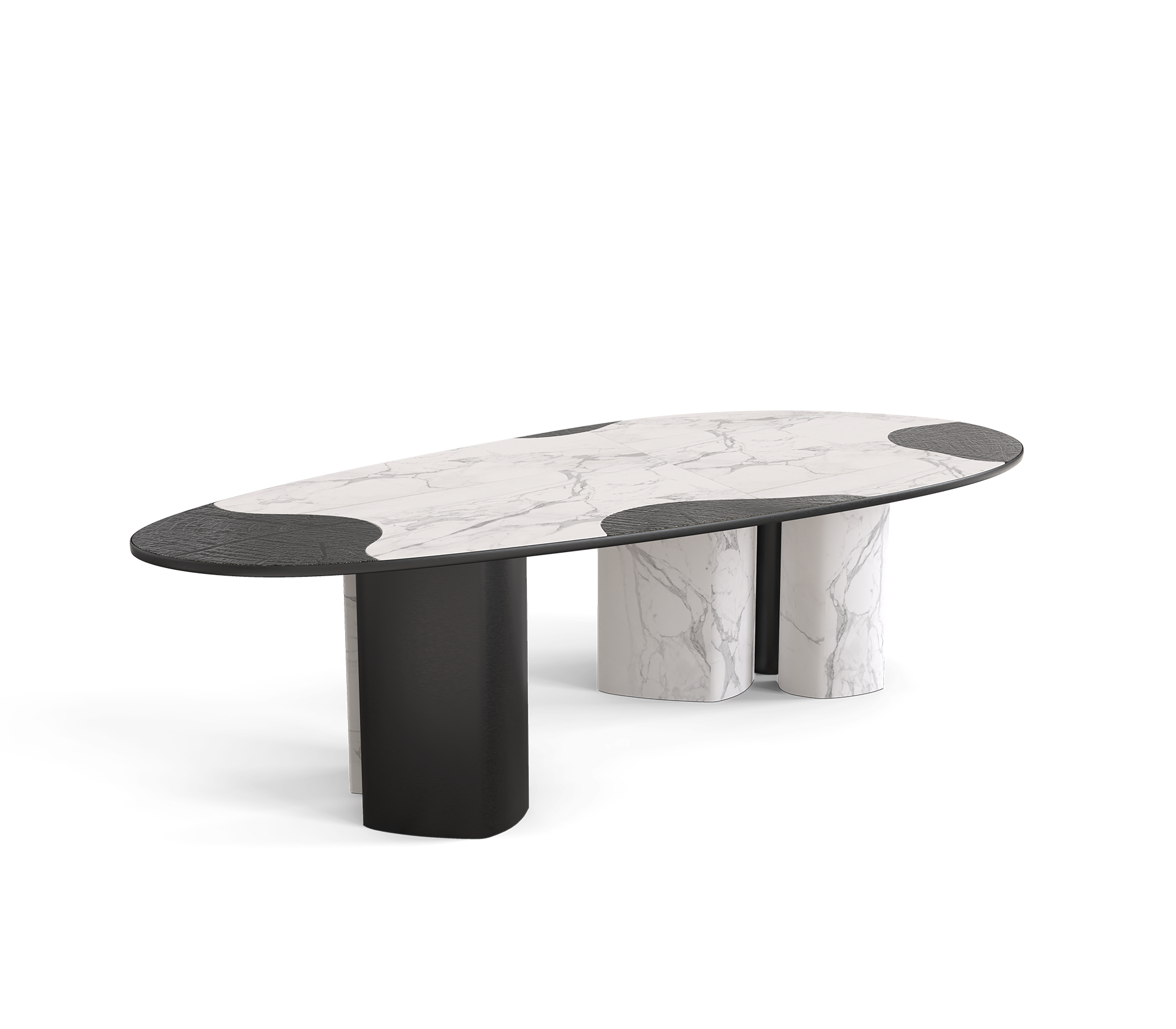 Ophelia Oval Carrara Marble & Gold Dining Table