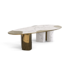 Ophelia Oval Carrara Marble & Gold Dining Table