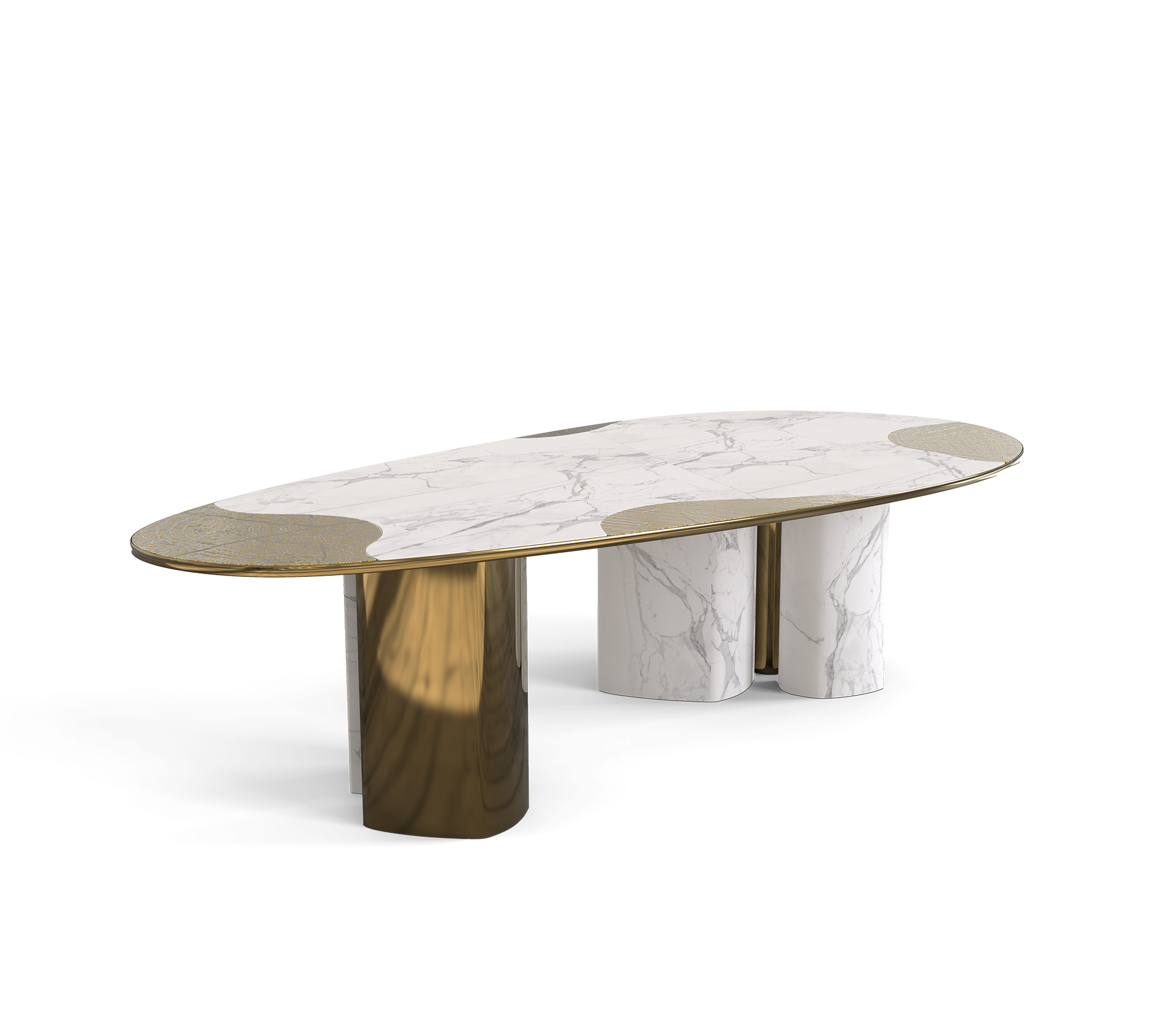 Ophelia Oval Carrara Marble & Gold Dining Table
