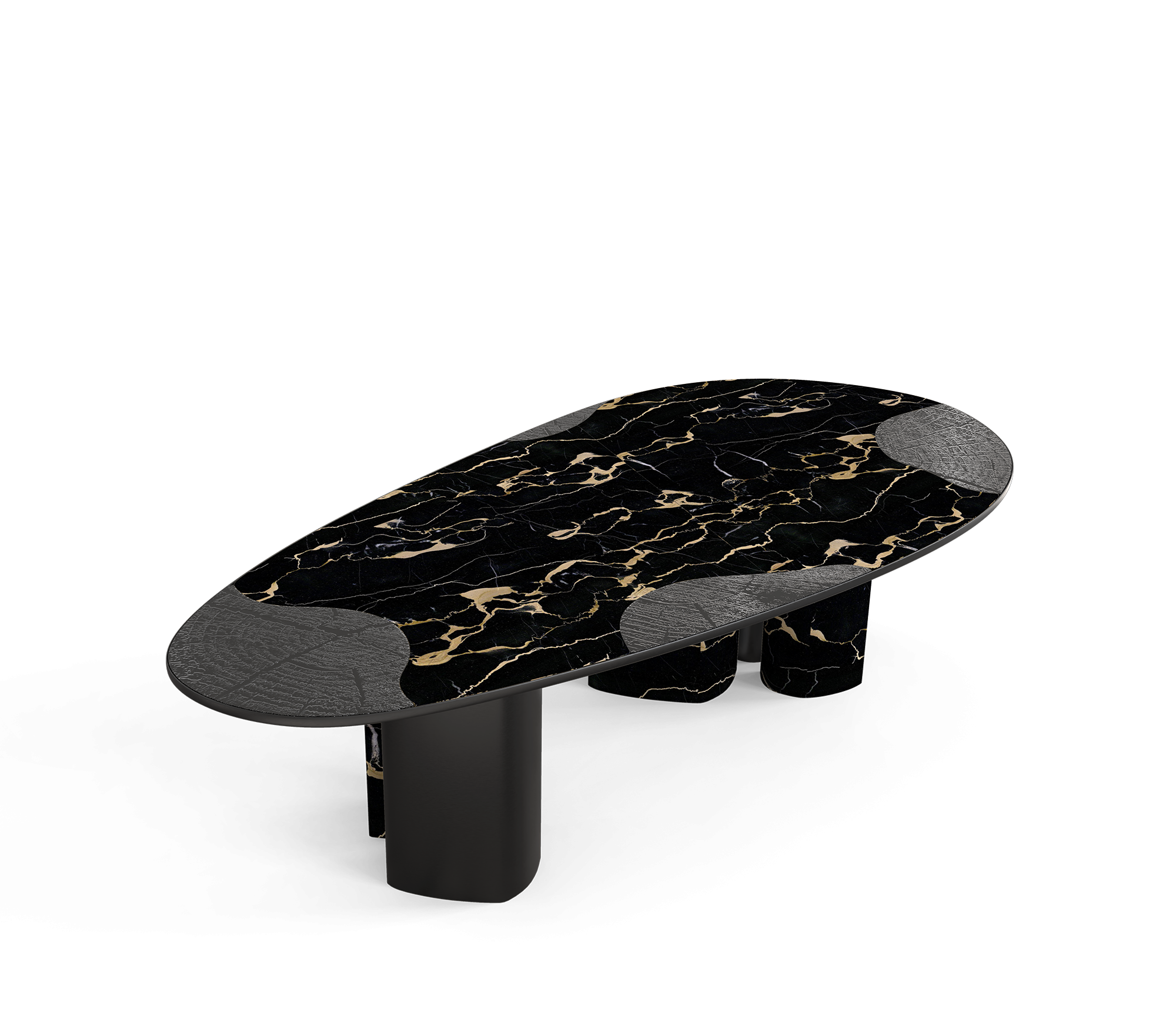 Ophelia Oval Carrara Marble & Gold Dining Table