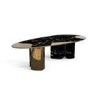 Ophelia Oval Carrara Marble & Gold Dining Table