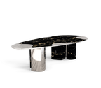 Ophelia Oval Carrara Marble & Gold Dining Table
