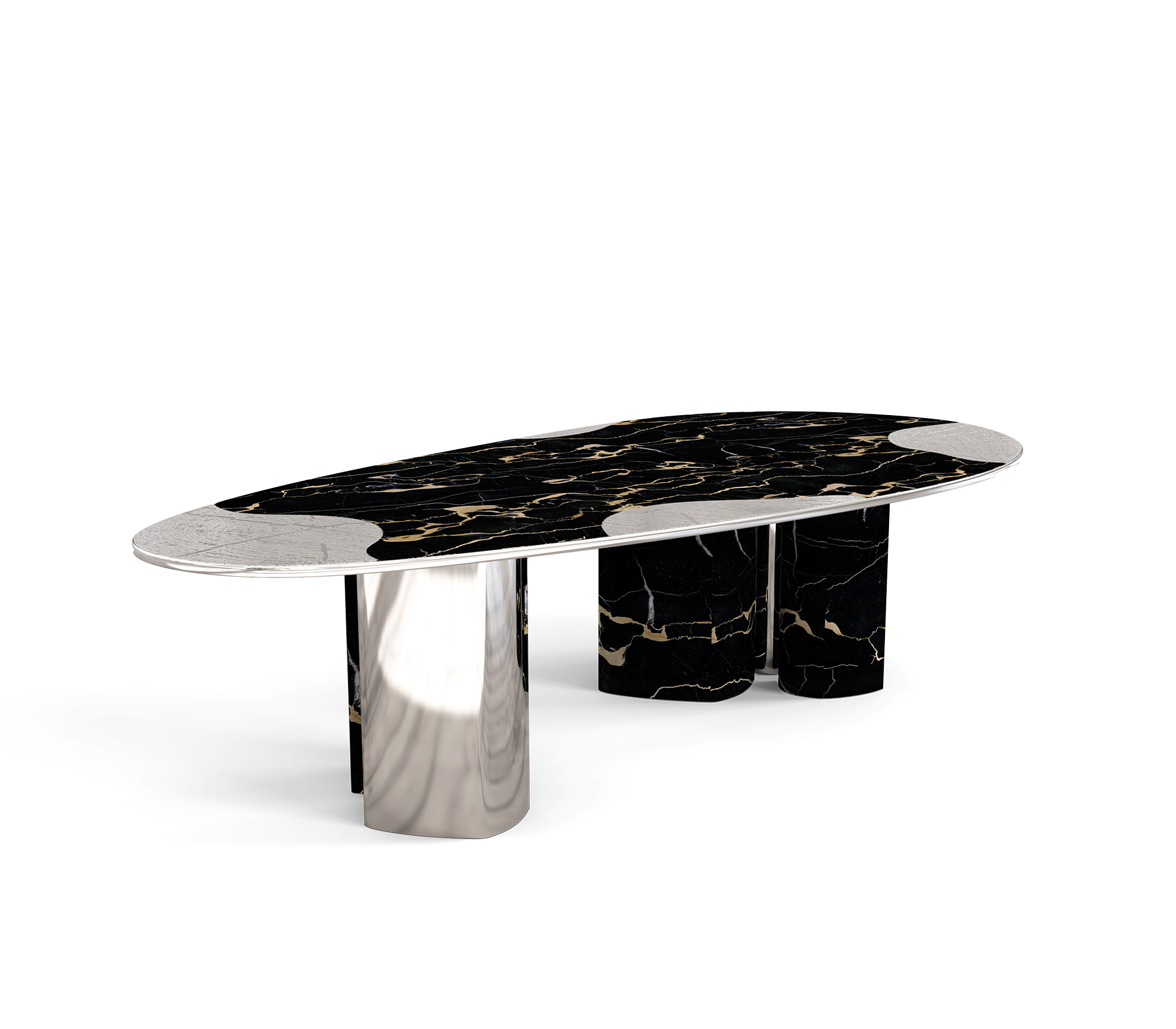 Ophelia Oval Carrara Marble & Gold Dining Table