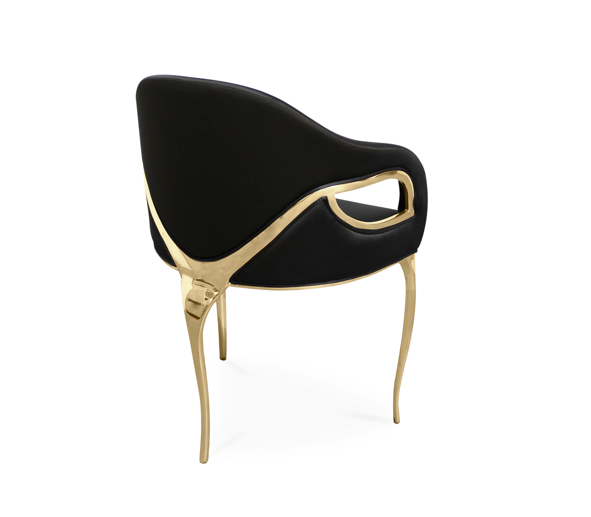 Chandra Cutout Polished Brass Velvet Dining Chair