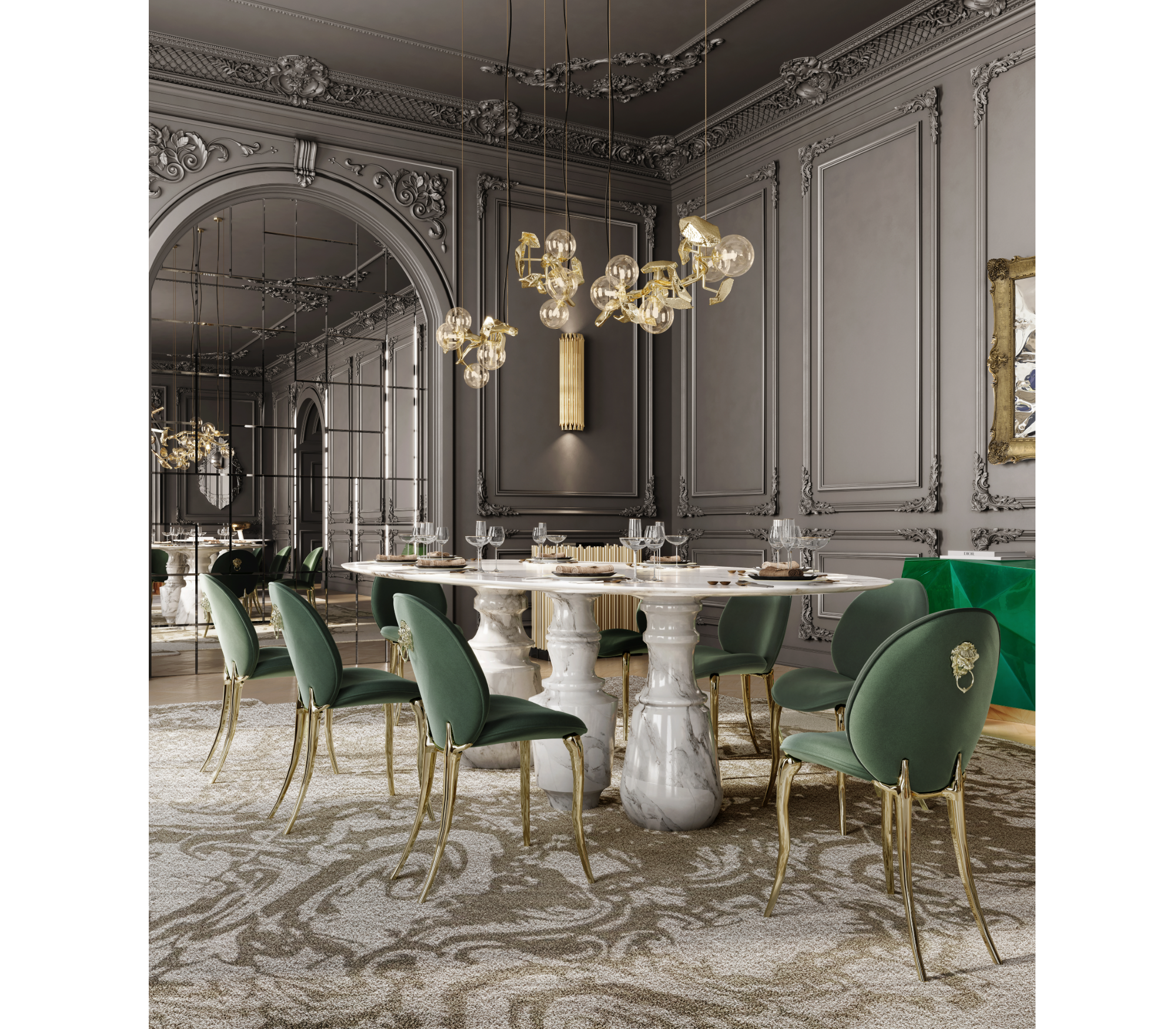 Soleil Curved Brass Modern Luxury Dining Chair