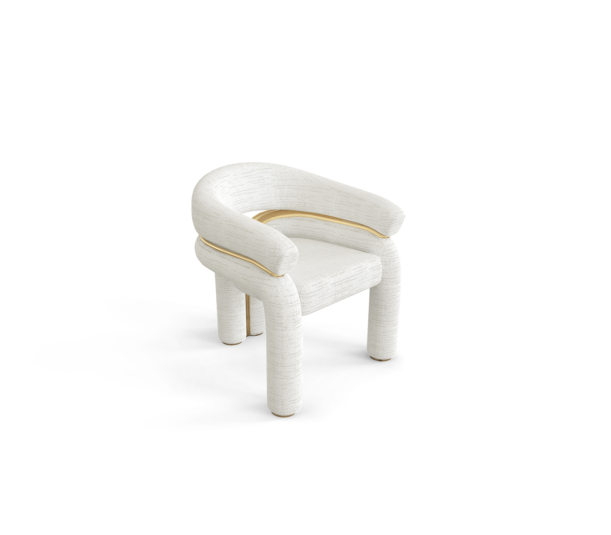 Elara Curved Sculptural Polished Brass Luxury Dining Chair