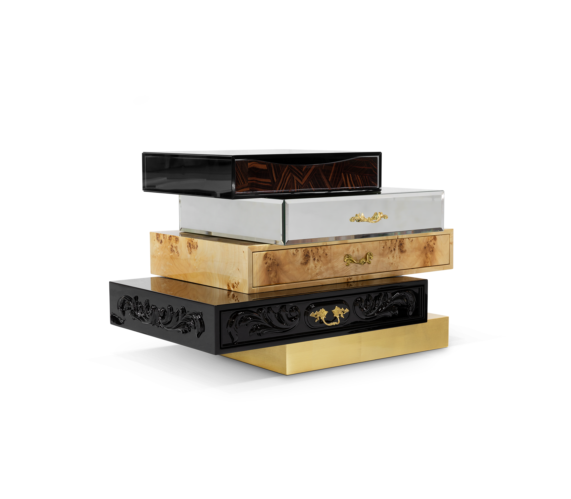 Frank Surreal Multi-Veneer Layered Luxury Nightstand