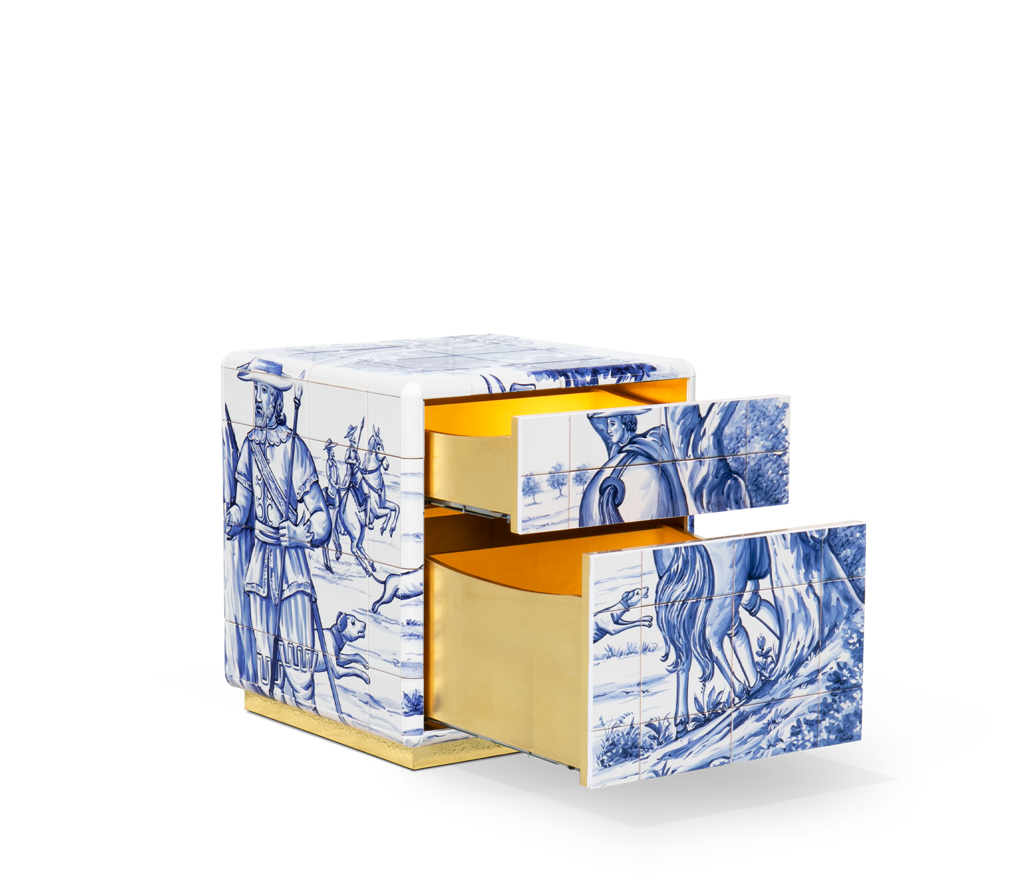 Heritage Azulejo Hand-Painted Ceramic Small Luxury Nightstand