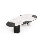 Ophelia Oval Carrara Marble & Gold Dining Table