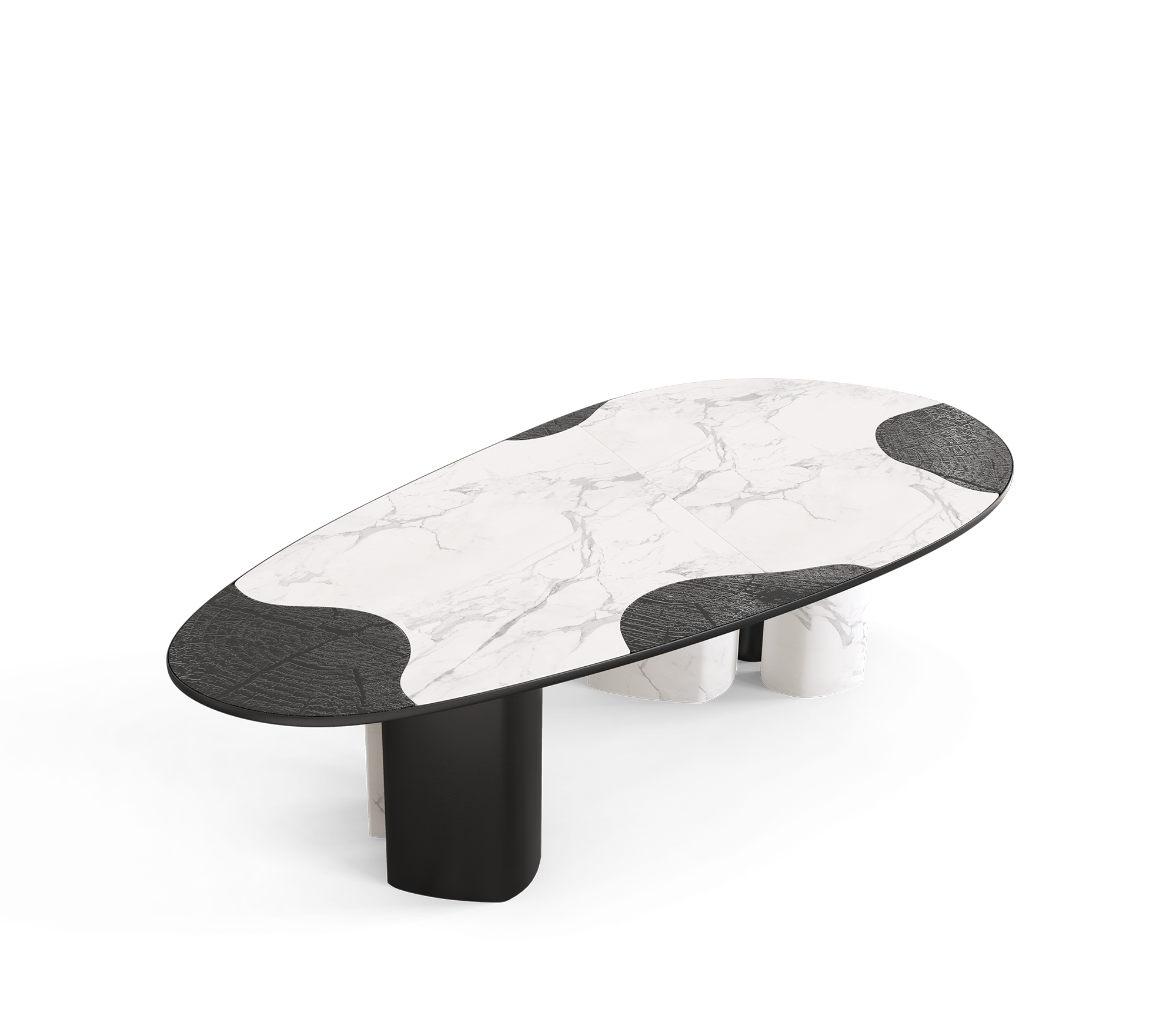 Ophelia Oval Carrara Marble & Gold Dining Table