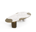 Ophelia Oval Carrara Marble & Gold Dining Table