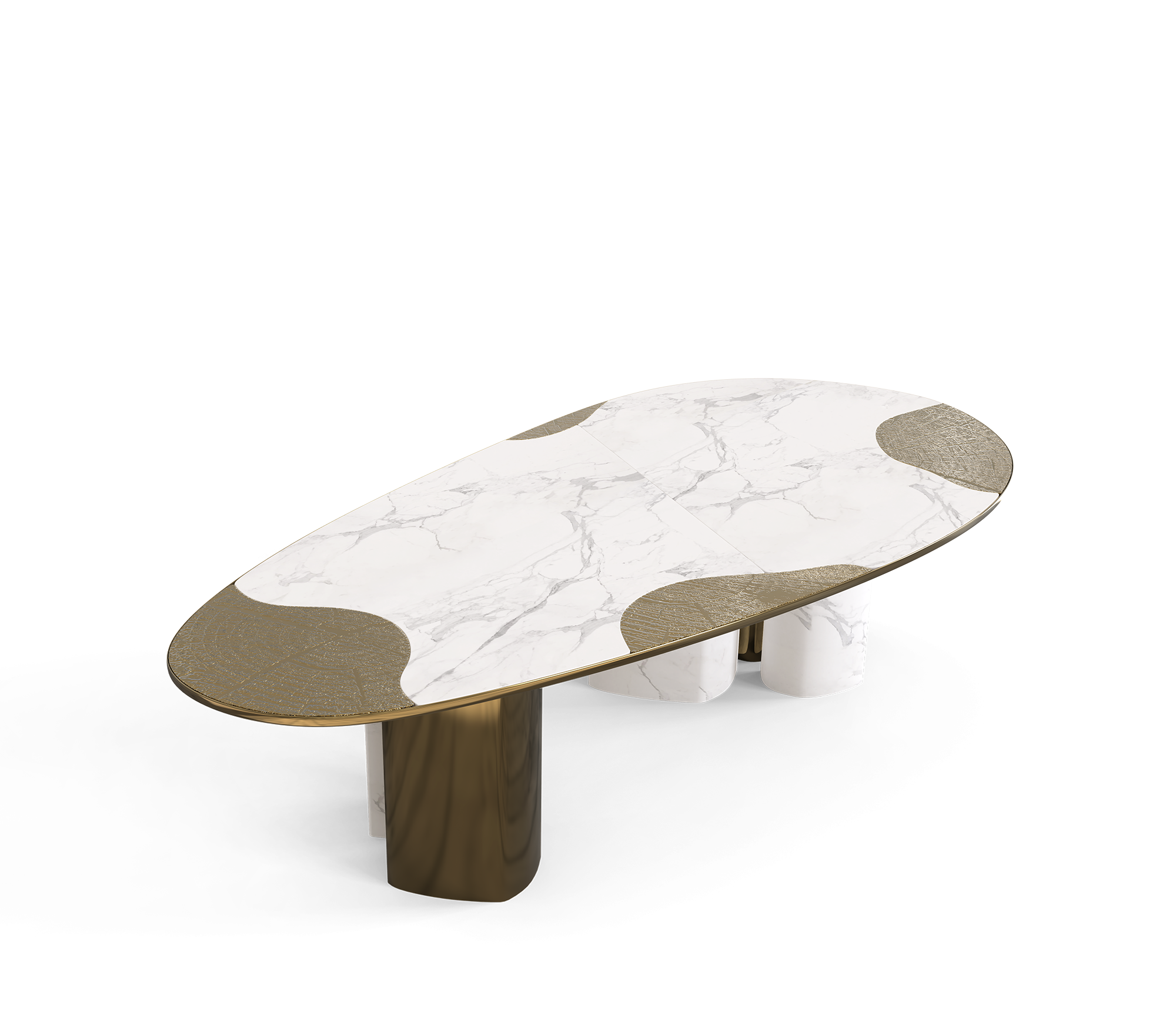 Ophelia Oval Carrara Marble & Gold Dining Table