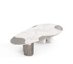Ophelia Oval Carrara Marble & Gold Dining Table