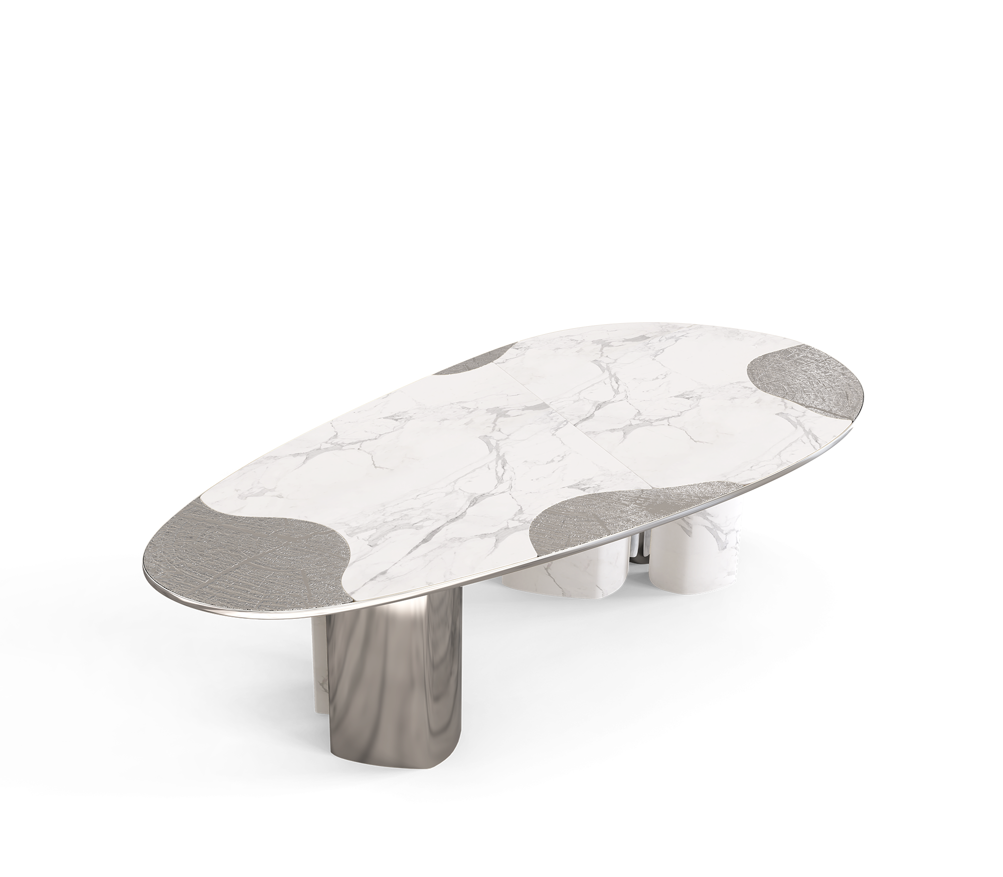 Ophelia Oval Carrara Marble & Gold Dining Table