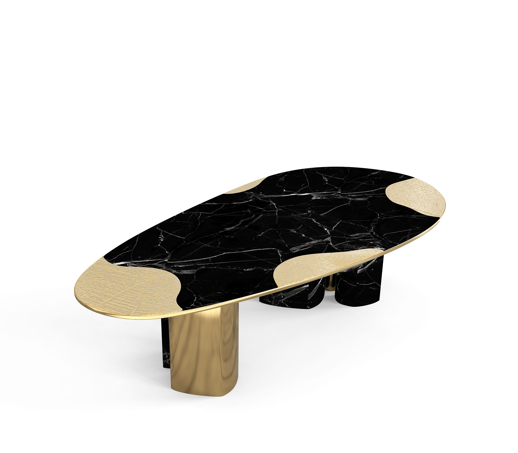 Ophelia Oval Carrara Marble & Gold Dining Table