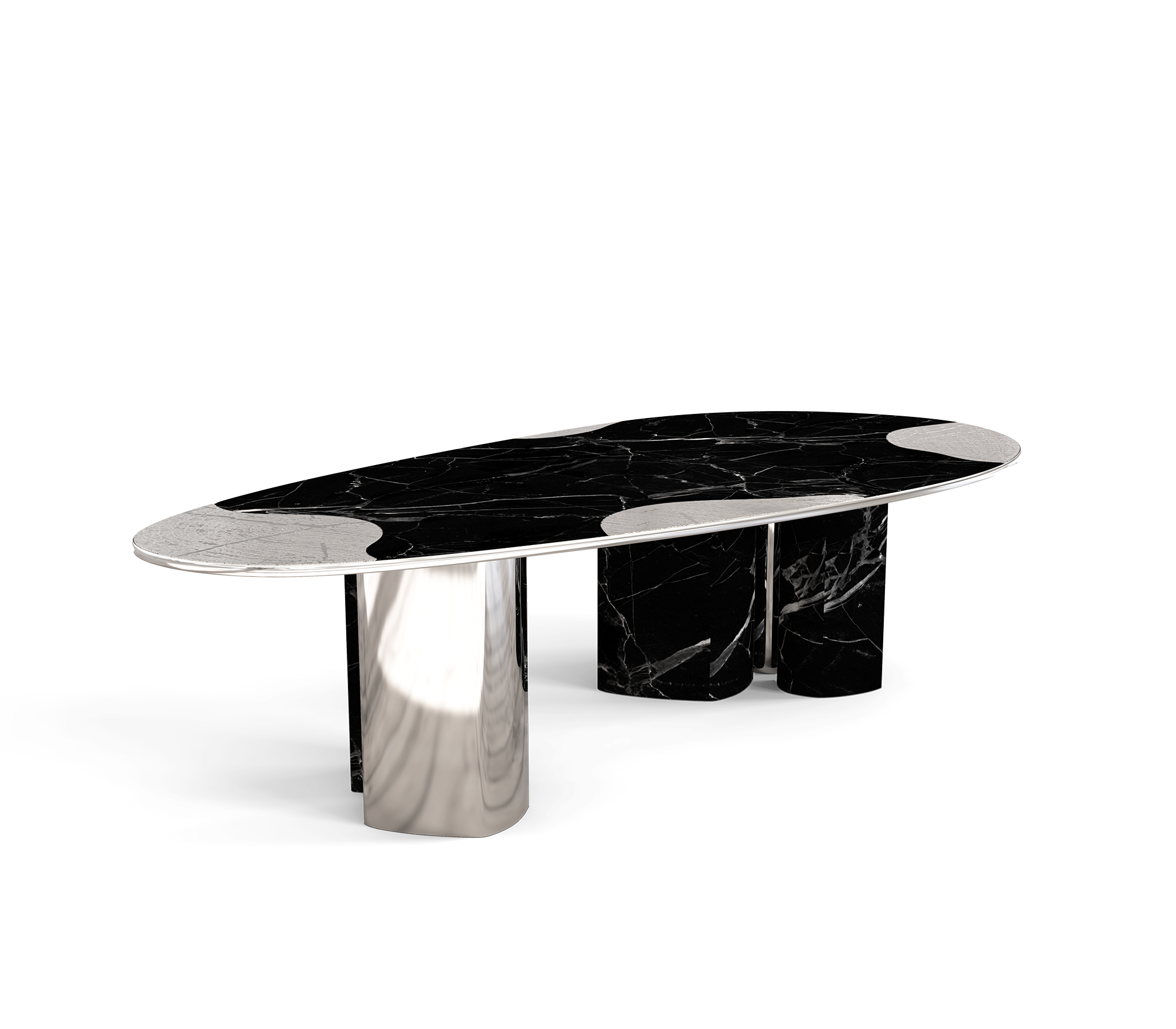 Ophelia Oval Carrara Marble & Gold Dining Table