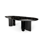Ophelia Oval Carrara Marble & Gold Dining Table