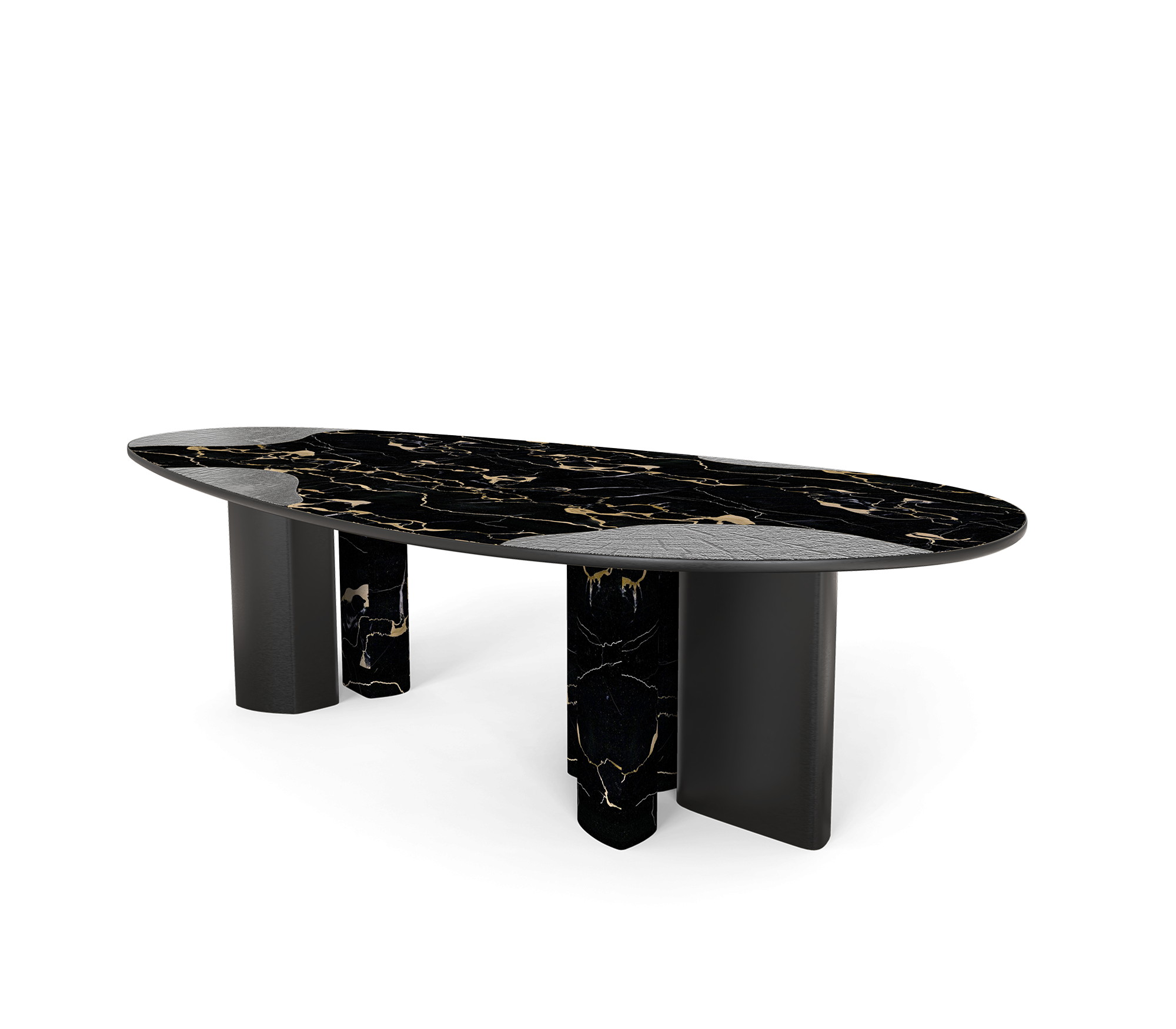 Ophelia Oval Carrara Marble & Gold Dining Table
