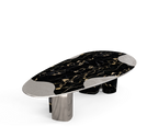 Ophelia Oval Carrara Marble & Gold Dining Table