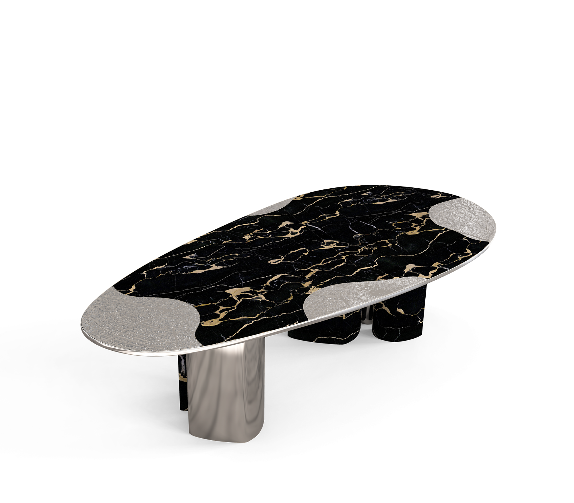 Ophelia Oval Carrara Marble & Gold Dining Table