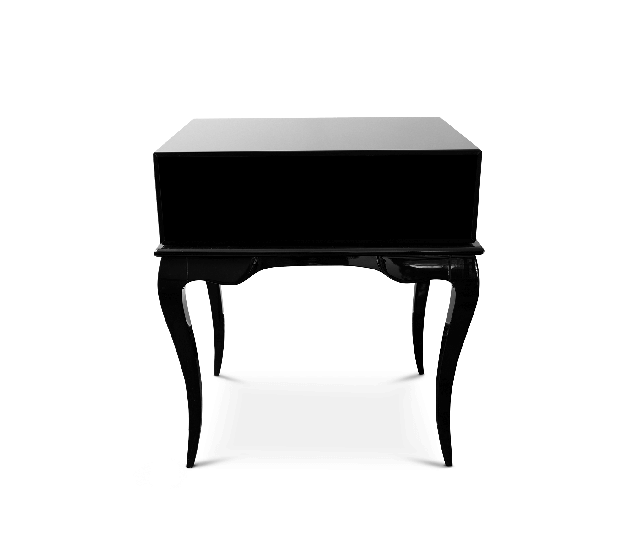 York Right Baroque High Gloss Black Luxury Nightstand