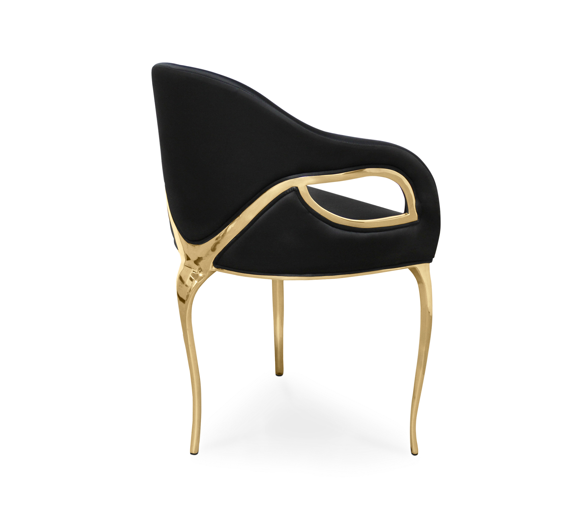 Chandra Cutout Polished Brass Velvet Dining Chair
