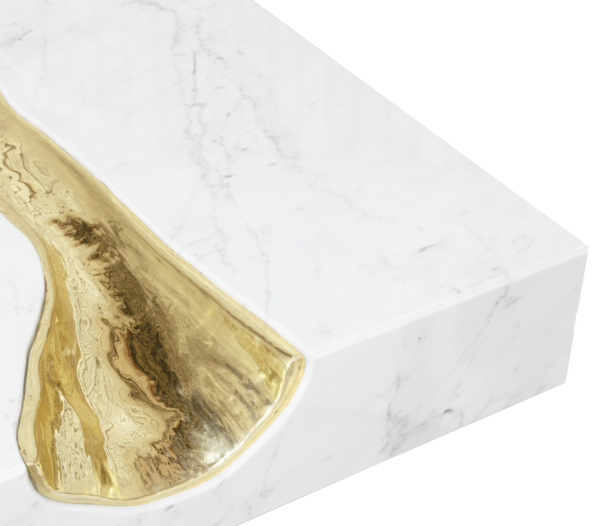 Empire Cracked Brass Inlay Marble Luxury Desk