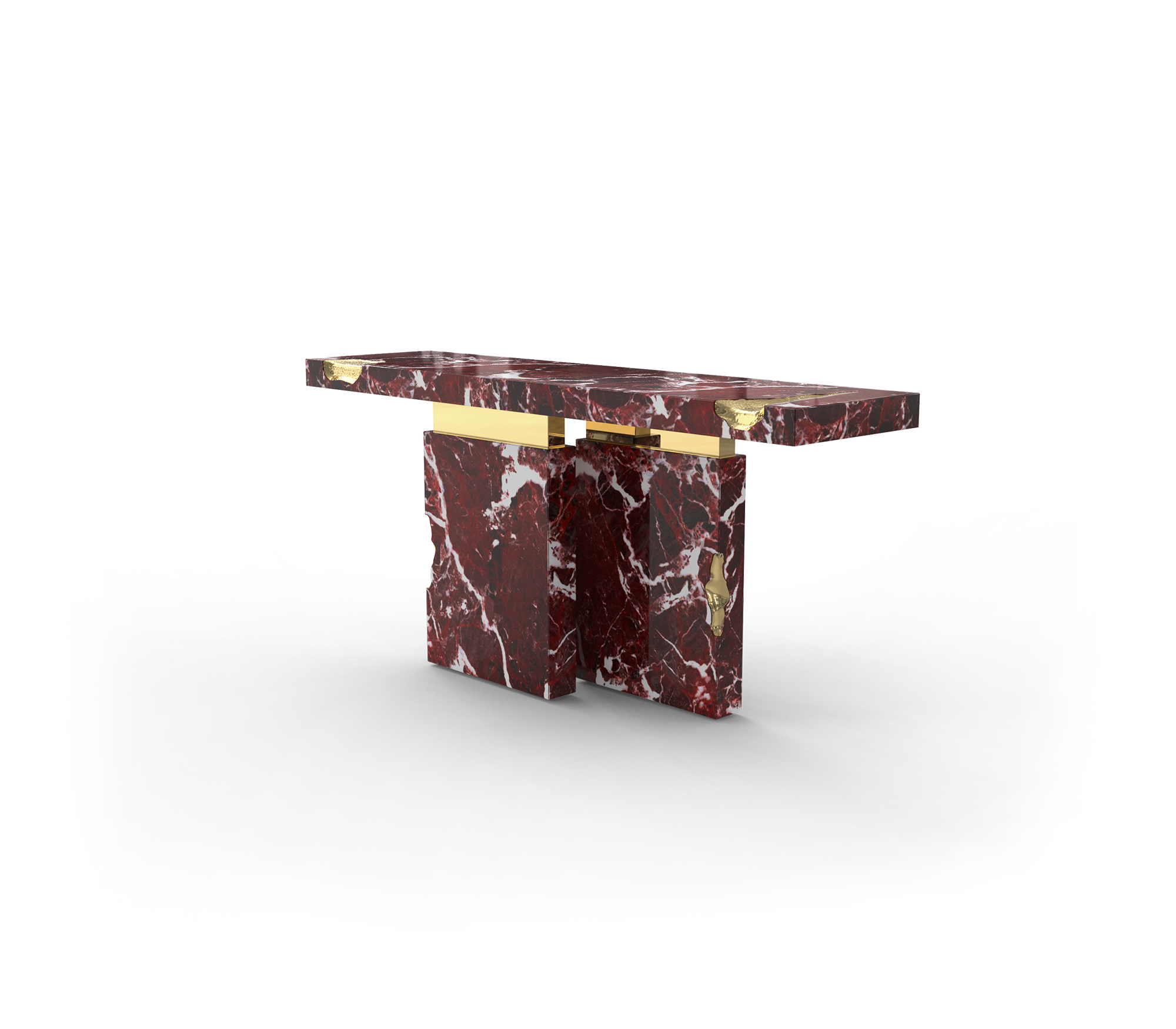 Empire Consoles Hammered Gilded Brass Entryways Cabinet Table