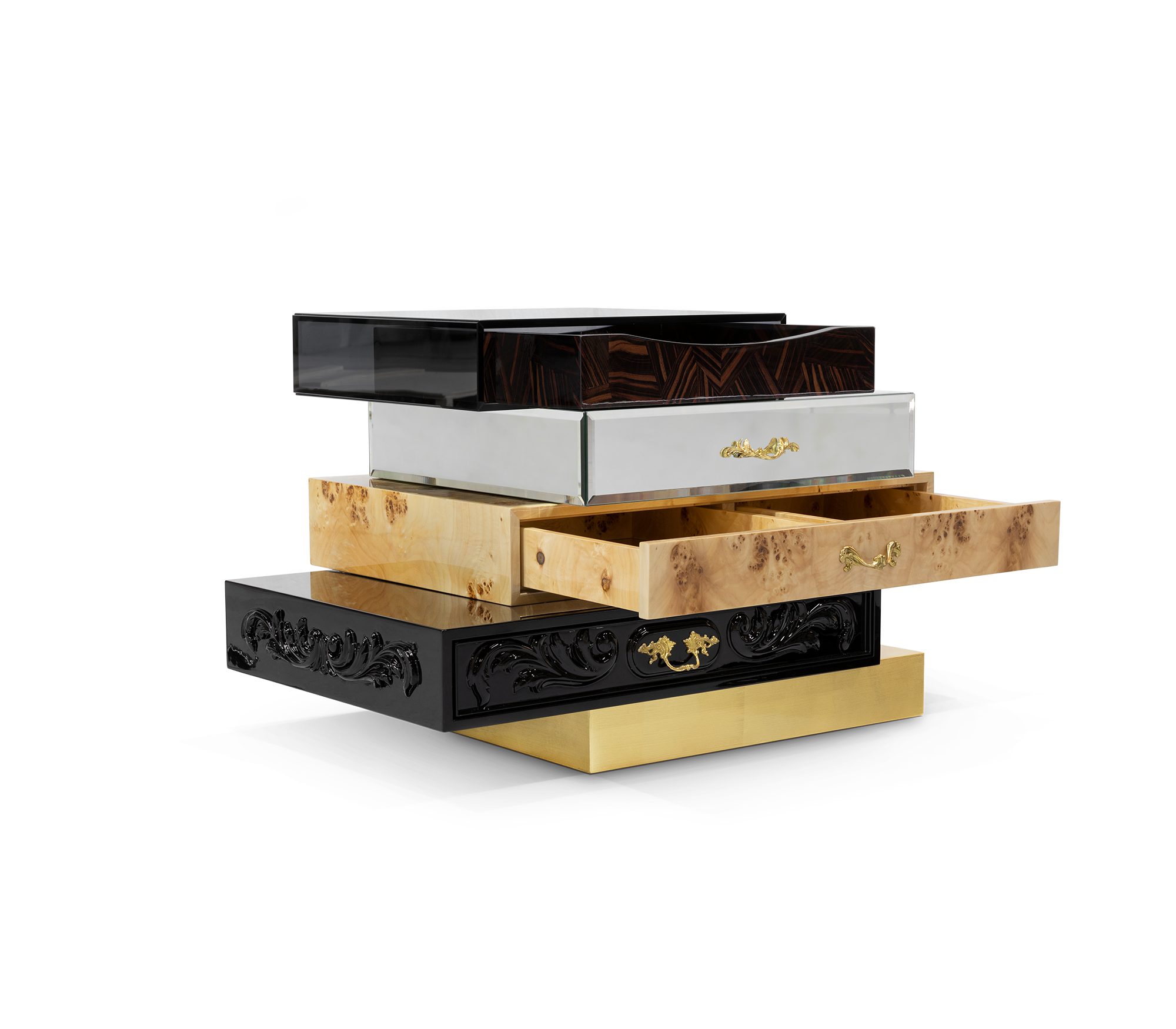 Frank Surreal Multi-Veneer Layered Luxury Nightstand