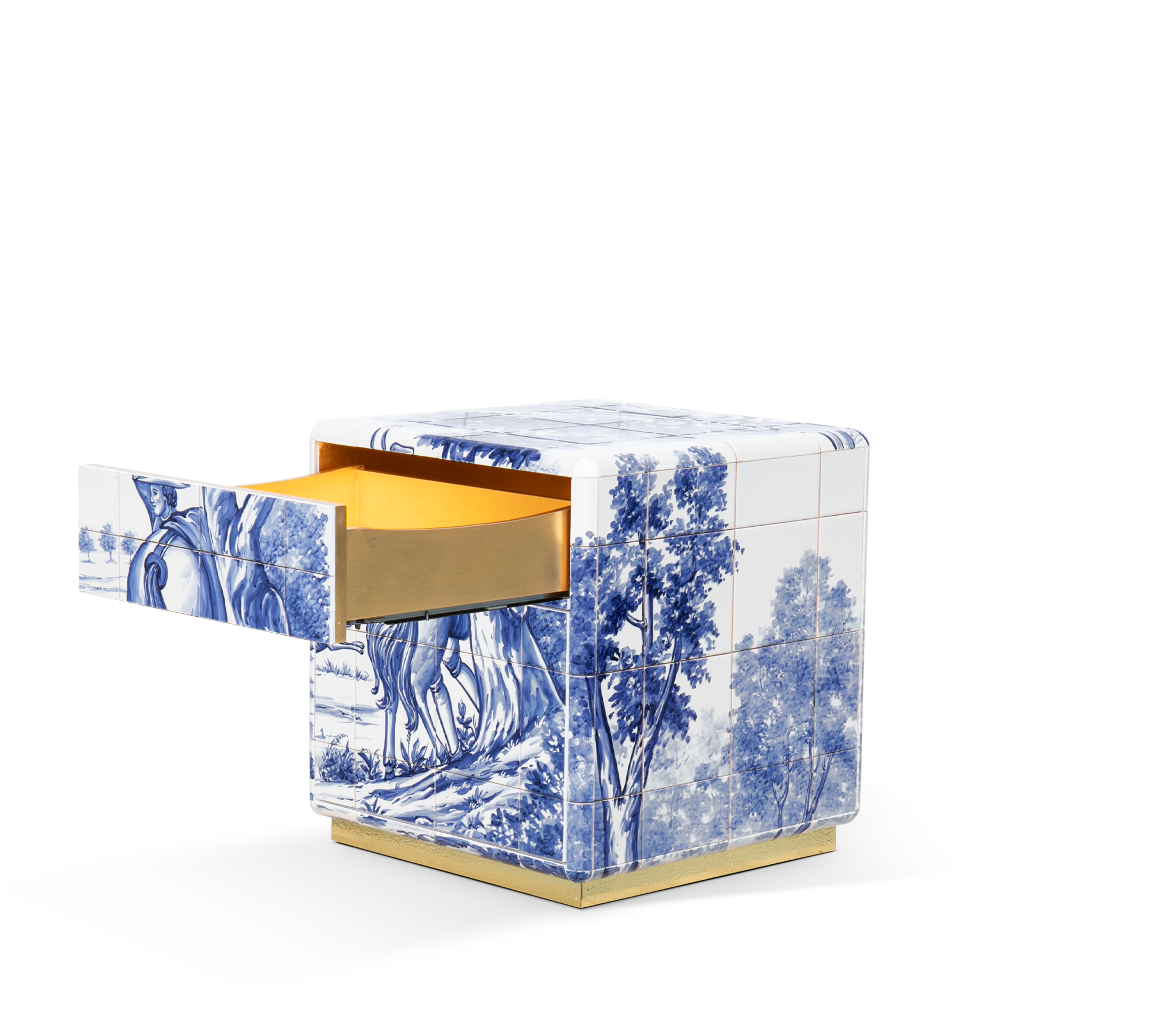 Heritage Azulejo Hand-Painted Ceramic Small Luxury Nightstand