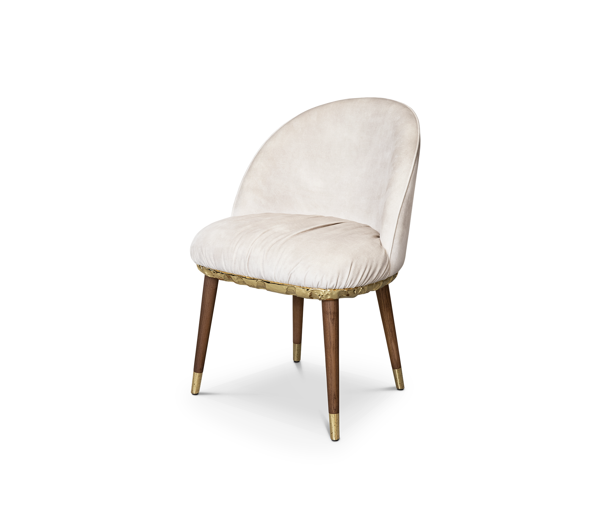 Imperfectio Hammered Brass Textured Velvet Dining Chair