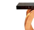 Infinity Consoles Curved Copper Leaf Entryways Cabinet Table