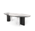 Ophelia Oval Carrara Marble & Gold Dining Table