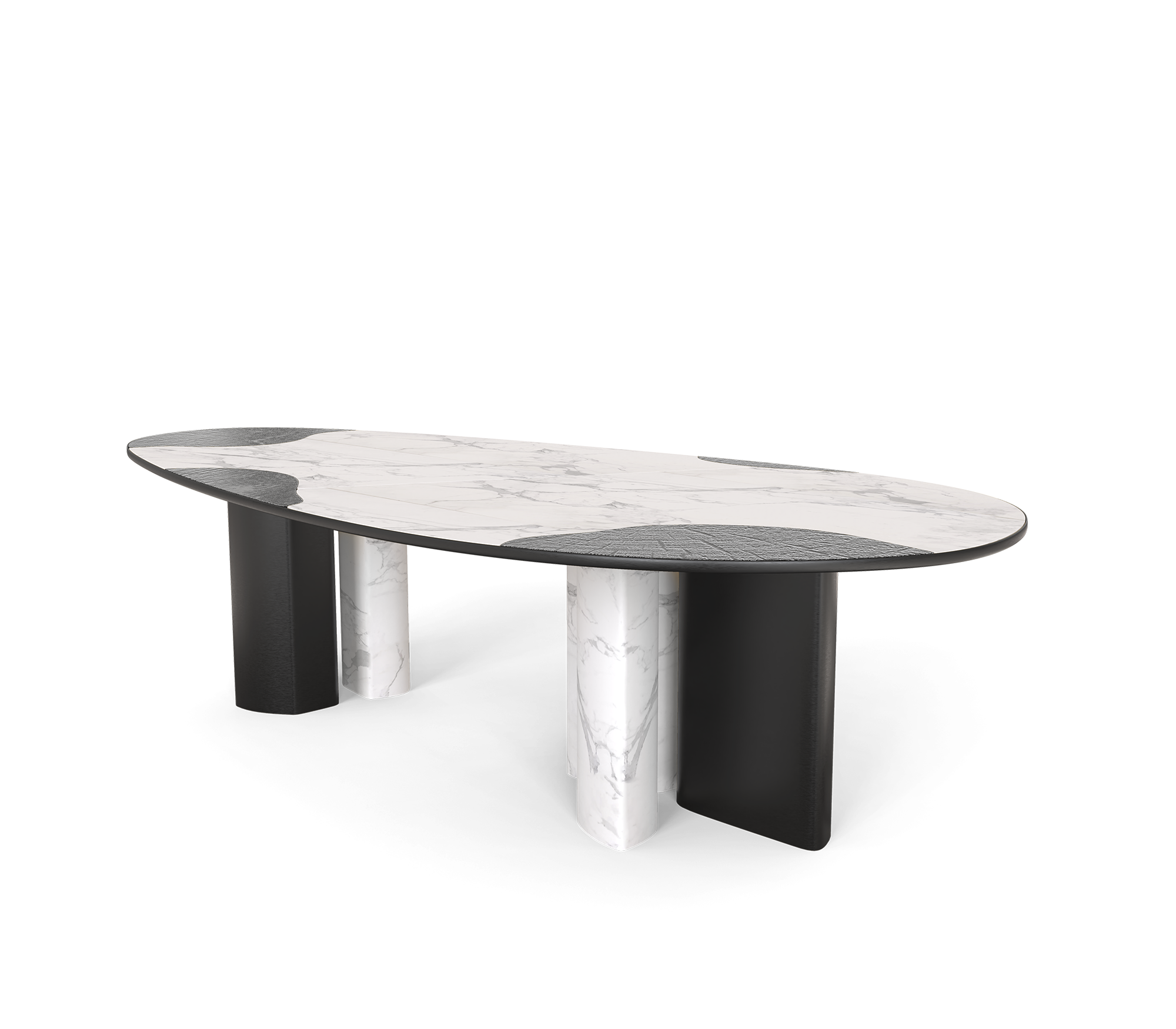 Ophelia Oval Carrara Marble & Gold Dining Table