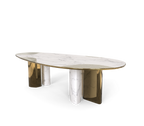 Ophelia Oval Carrara Marble & Gold Dining Table