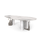 Ophelia Oval Carrara Marble & Gold Dining Table