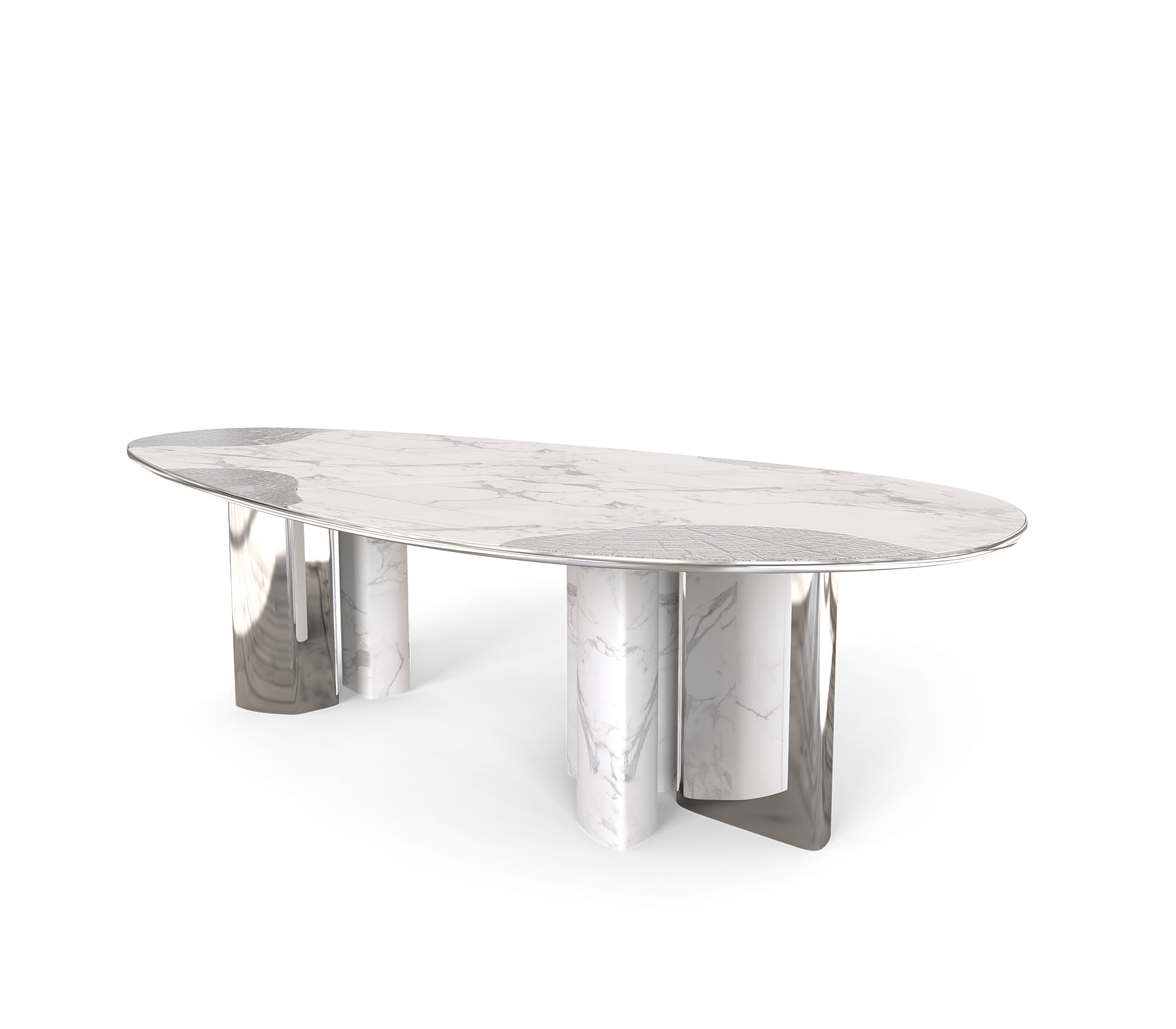 Ophelia Oval Carrara Marble & Gold Dining Table