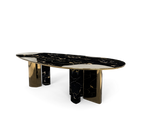 Ophelia Oval Carrara Marble & Gold Dining Table